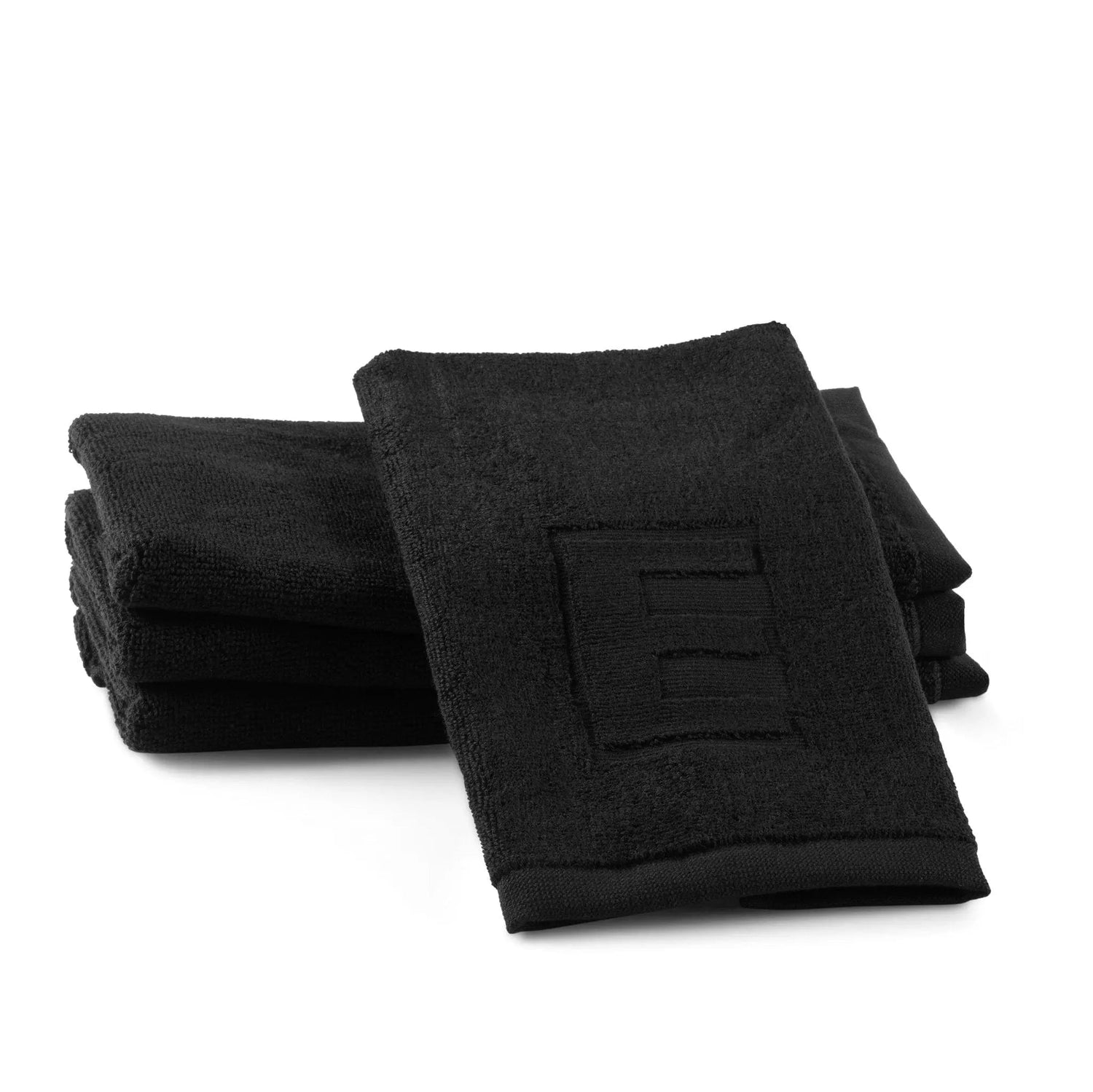 Black Initial Embossed Finger Towel — reverse view | Judaica Square Lakewood