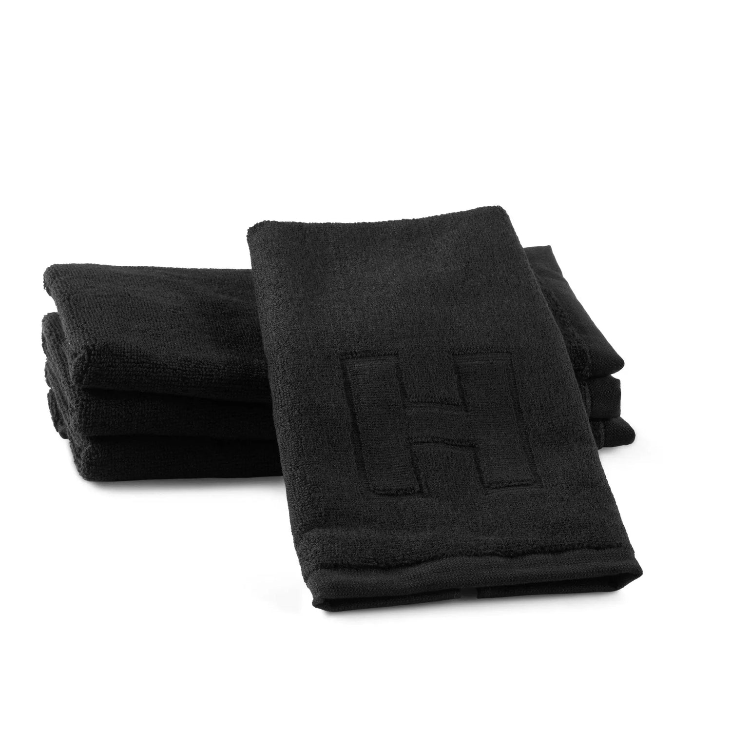 Black Initial Embossed Finger Towel — side detail | Judaica Square Lakewood