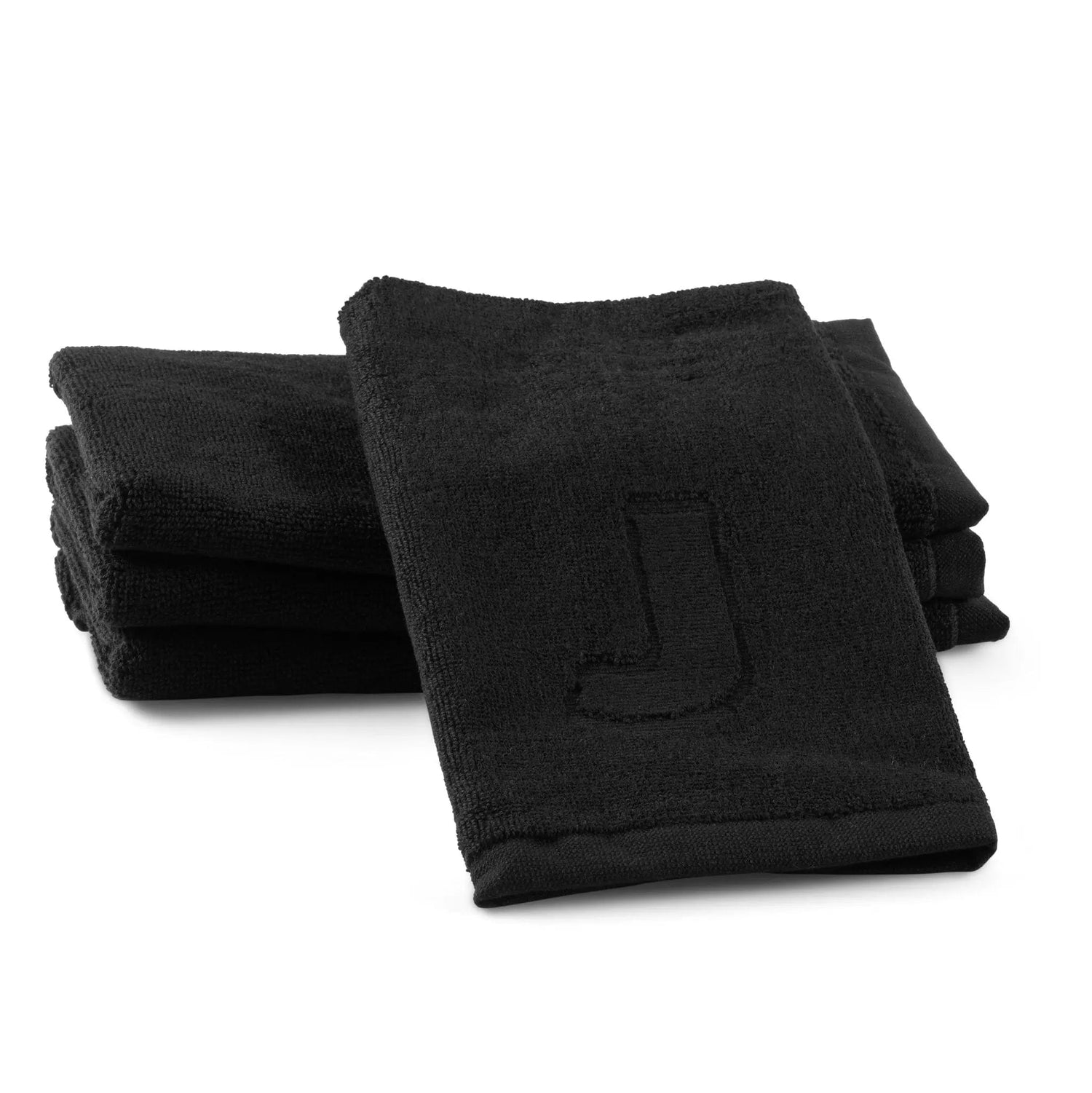 Black Initial Embossed Finger Towel — hero shot | Judaica Square Lakewood