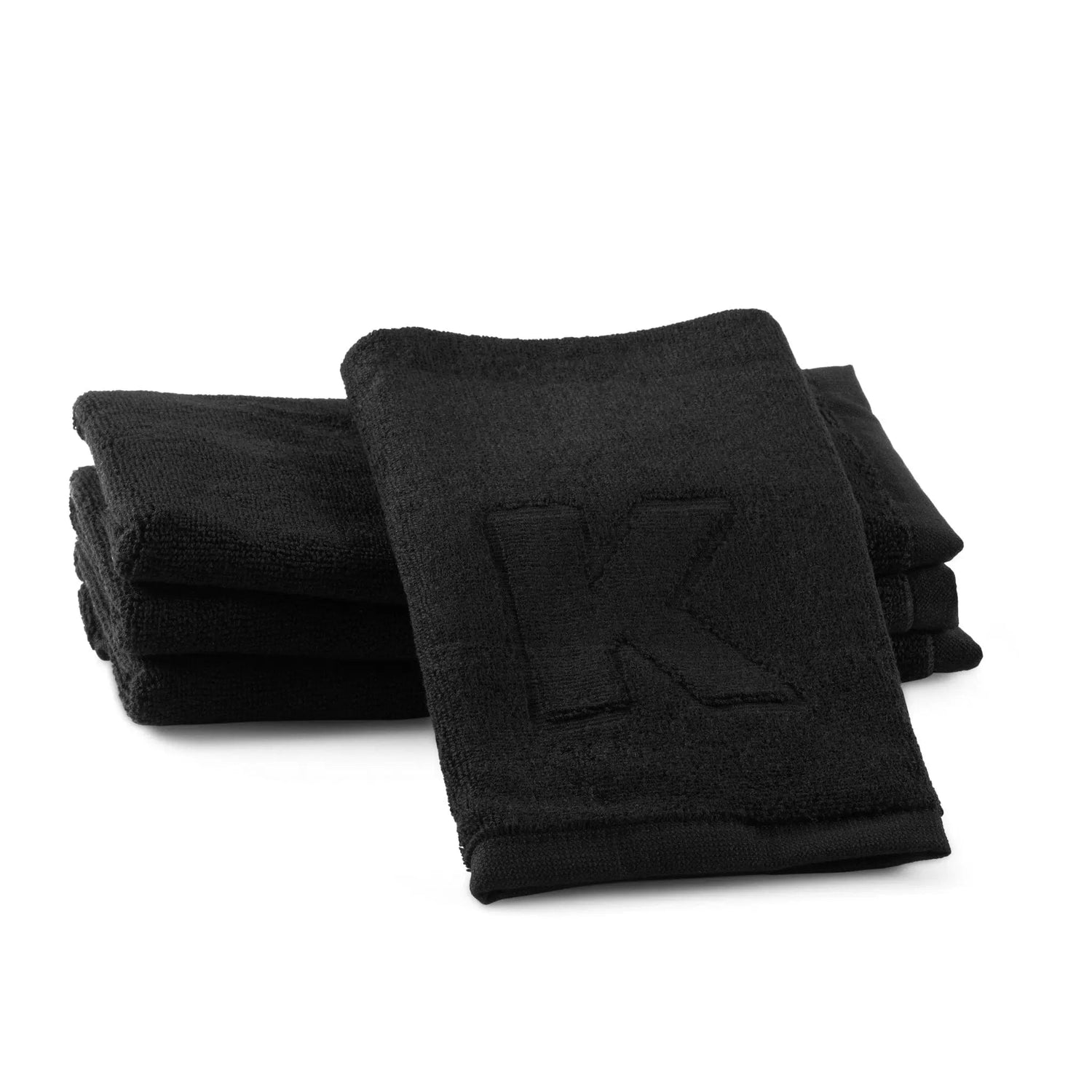Black Initial Embossed Finger Towel — detail view | Judaica Square Lakewood
