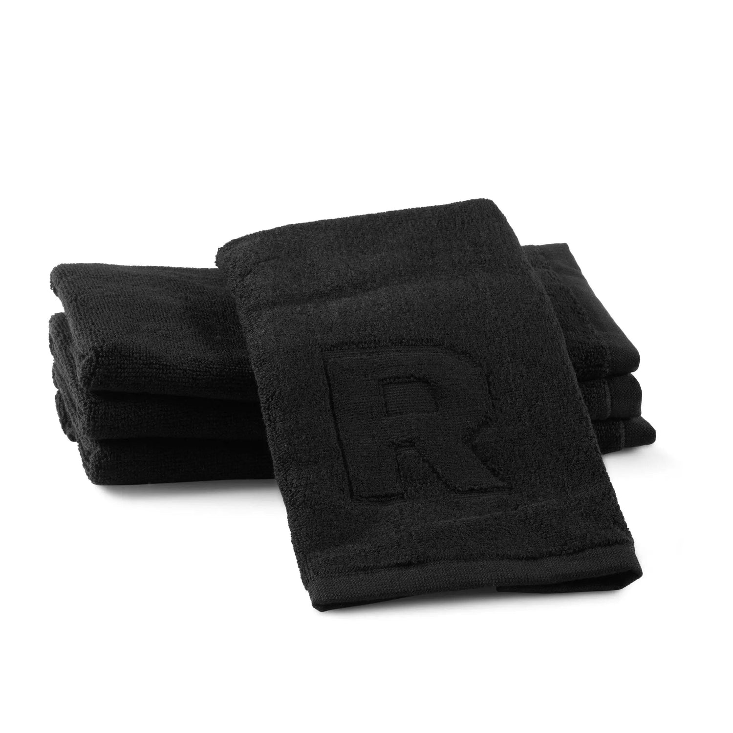 Black Initial Embossed Finger Towel — hero shot | Judaica Square Lakewood