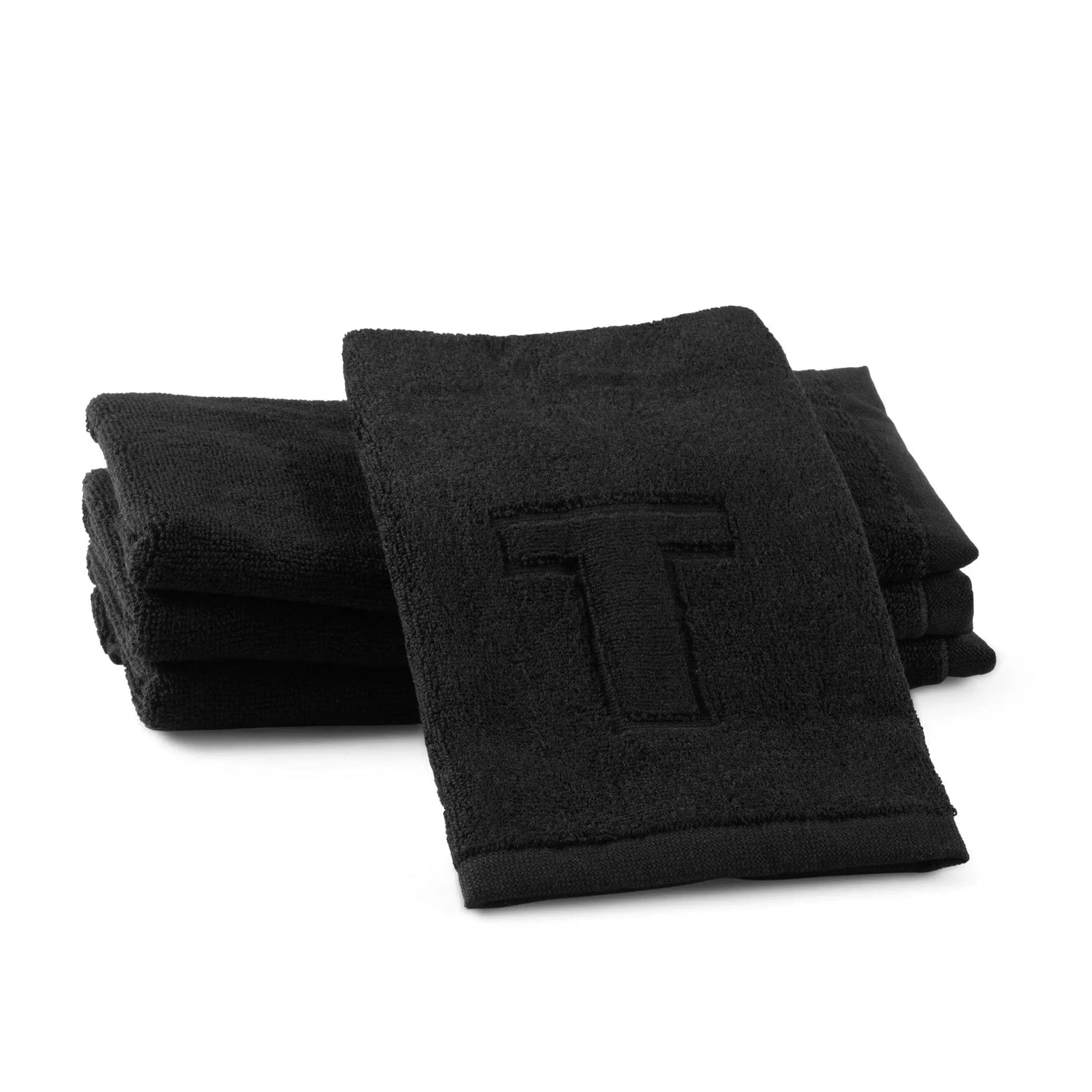 Black Initial Embossed Finger Towel — detail view | Judaica Square Lakewood