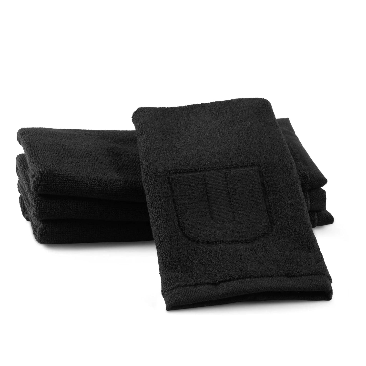 Black Initial Embossed Finger Towel — side detail | Judaica Square Lakewood