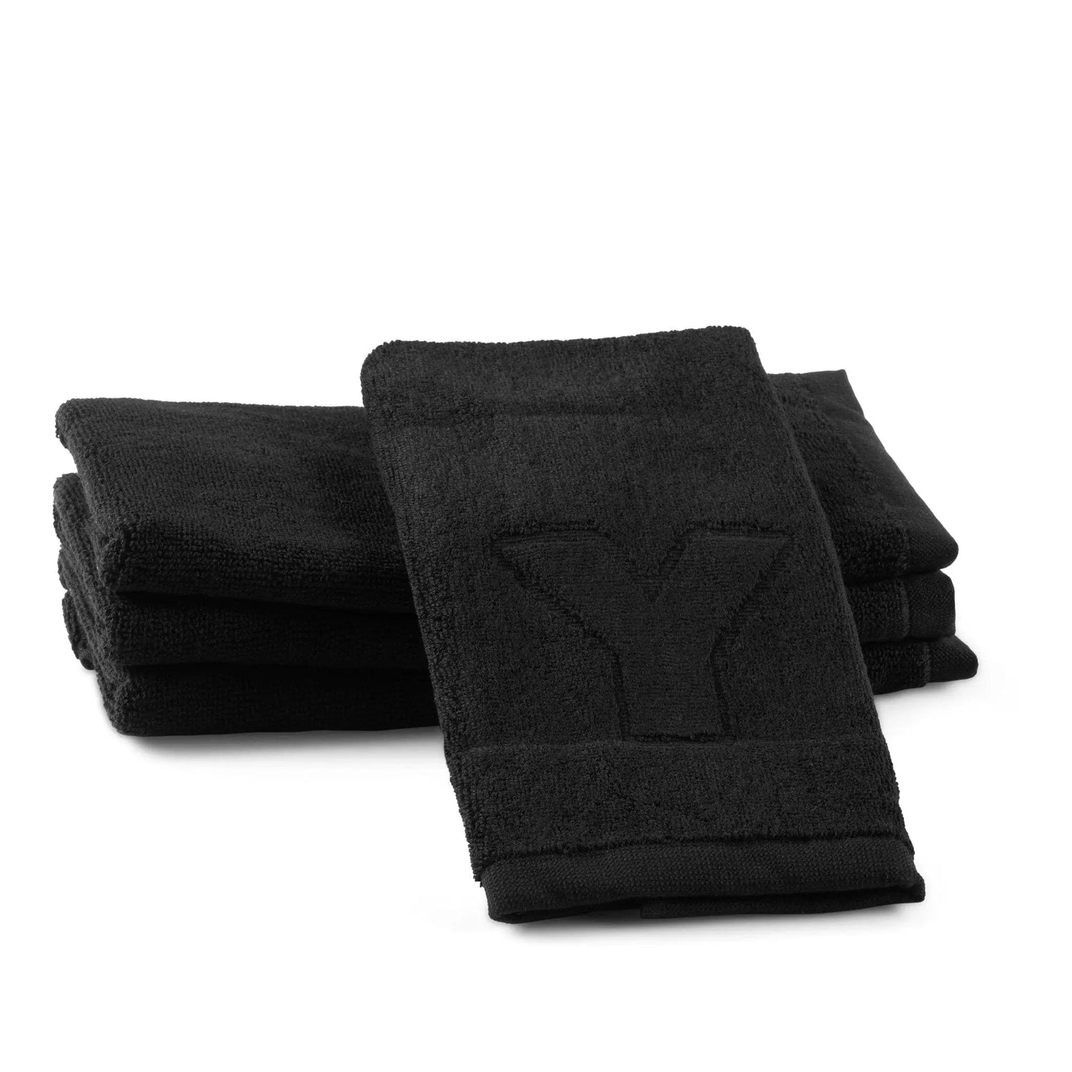 Black Initial Embossed Finger Towel — lifestyle shot | Judaica Square Lakewood