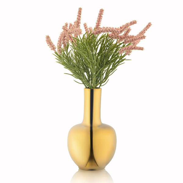 Blush Faux Floral Gold Vase | Judaica Square Lakewood