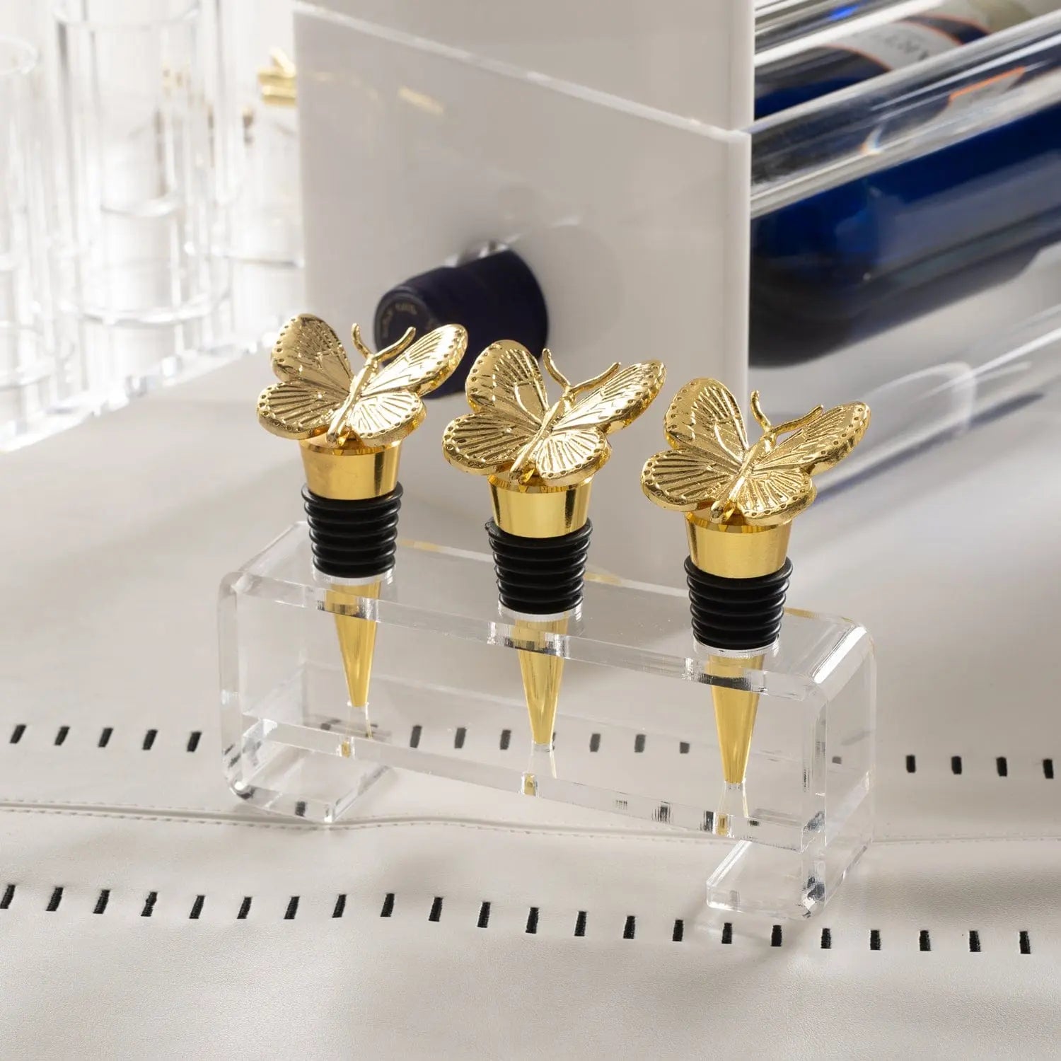 Butterfly Wine Stopper Set — detail view | Judaica Square Lakewood