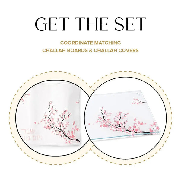 Cherry Blossom Challah Board & Cover Set | Judaica Square Lakewood