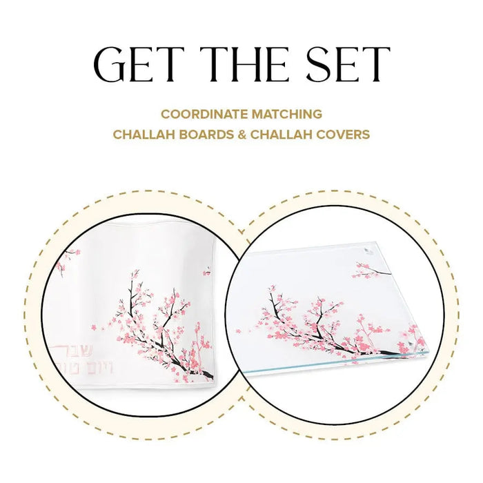 Cherry Blossom Challah Board & Cover Set — lucite | Judaica Square Lakewood