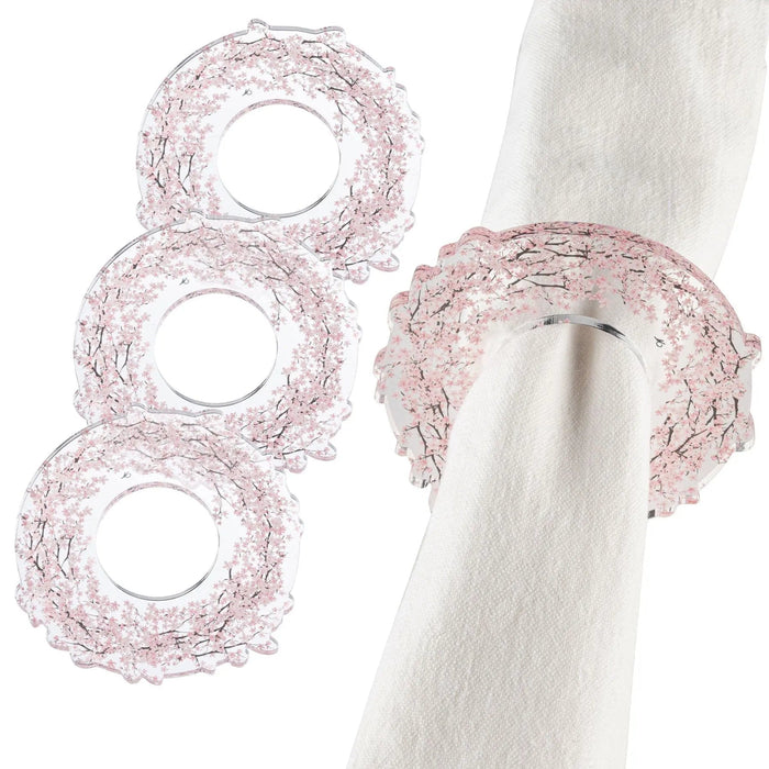 Cherry Blossom Napkin Rings — acrylic | Judaica Square Lakewood