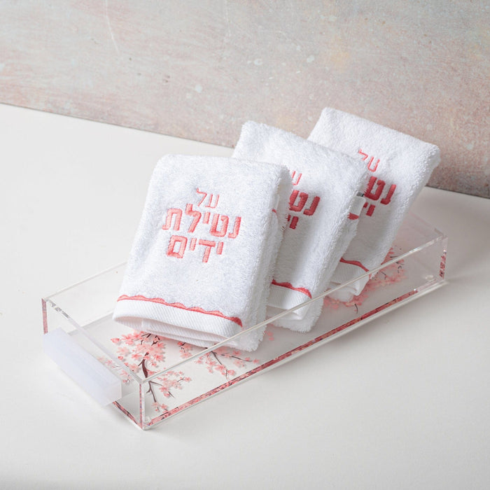 Cherry Blossom Towel Set — Finger Towel | Judaica Square Lakewood