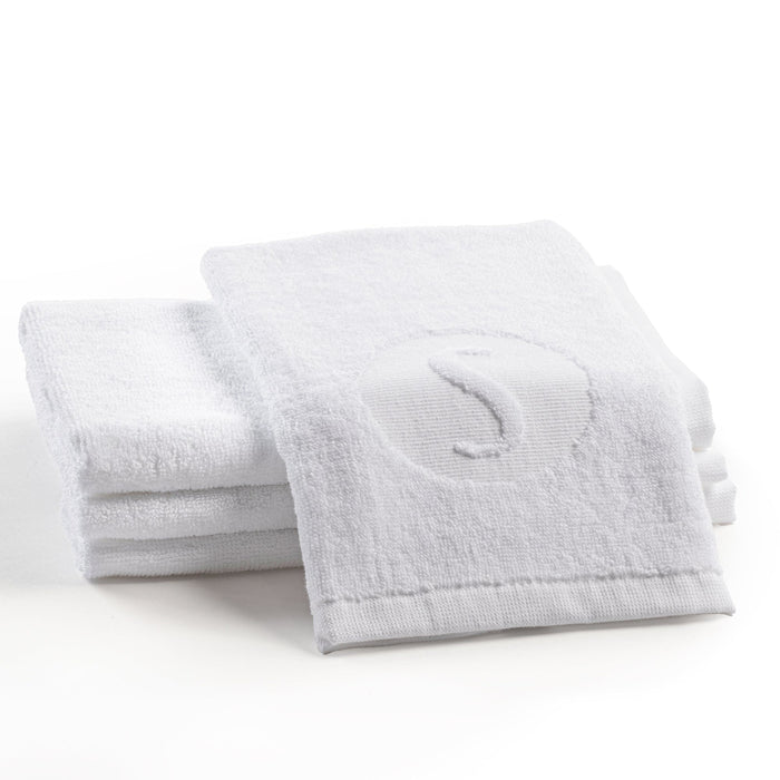 Circle Initial Embossed Finger Towel — Finger Towel | Judaica Square Lakewood