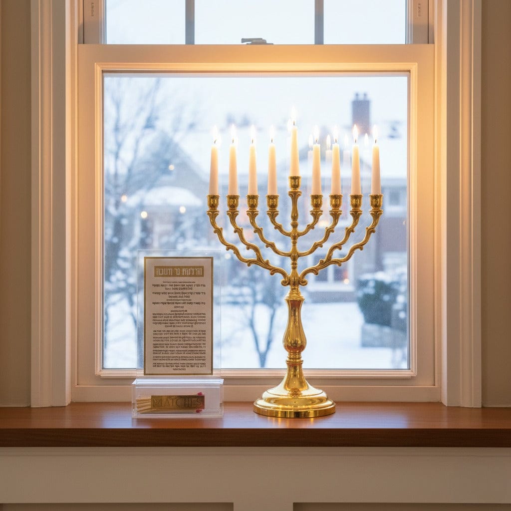 Classic 2.0 Chanukah Brachos Match Cloche — detail view | Judaica Square Lakewood