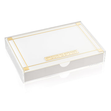 Menorah Tray with Drawer closed, gold trim, studio shot on white background