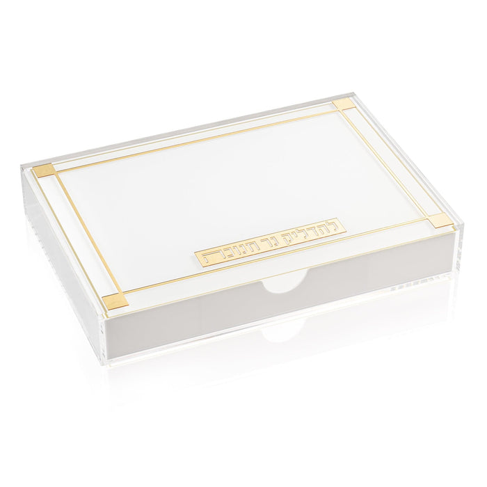 Classic 2.0 Menorah Tray with Drawer — lucite | Judaica Square Lakewood