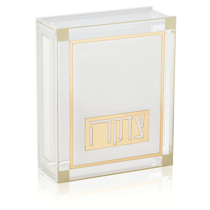 Classic 2.0 Tzedakah Box — lucite | Judaica Square Lakewood