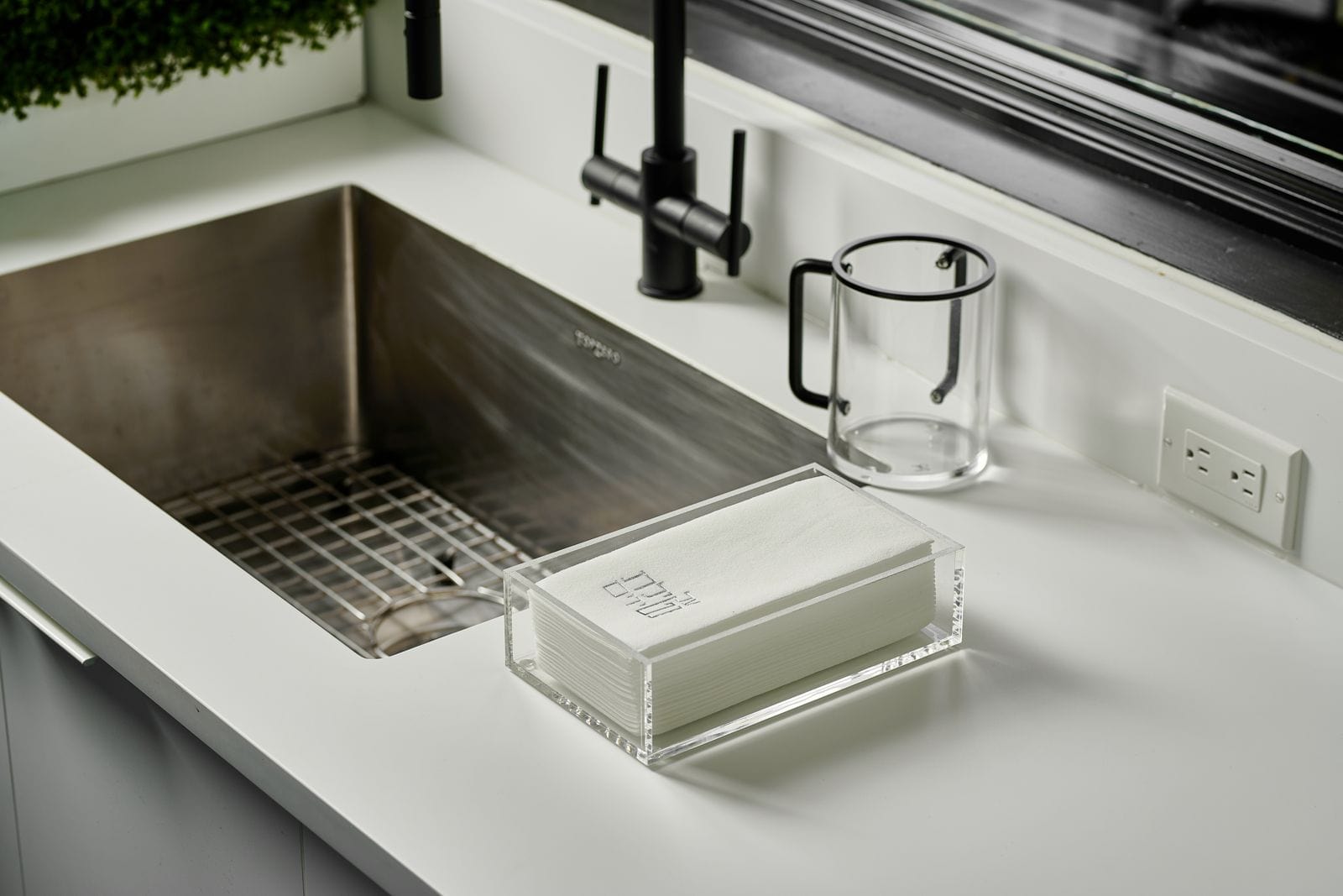 Classic Guest Towel Holder — side detail | Judaica Square Lakewood