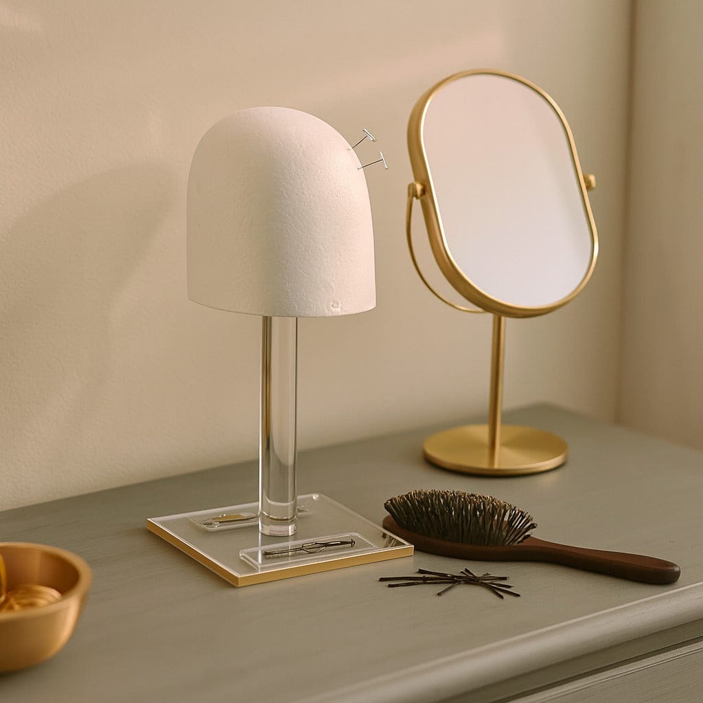 Classic Lucite Wig Head — detail view | Judaica Square Lakewood