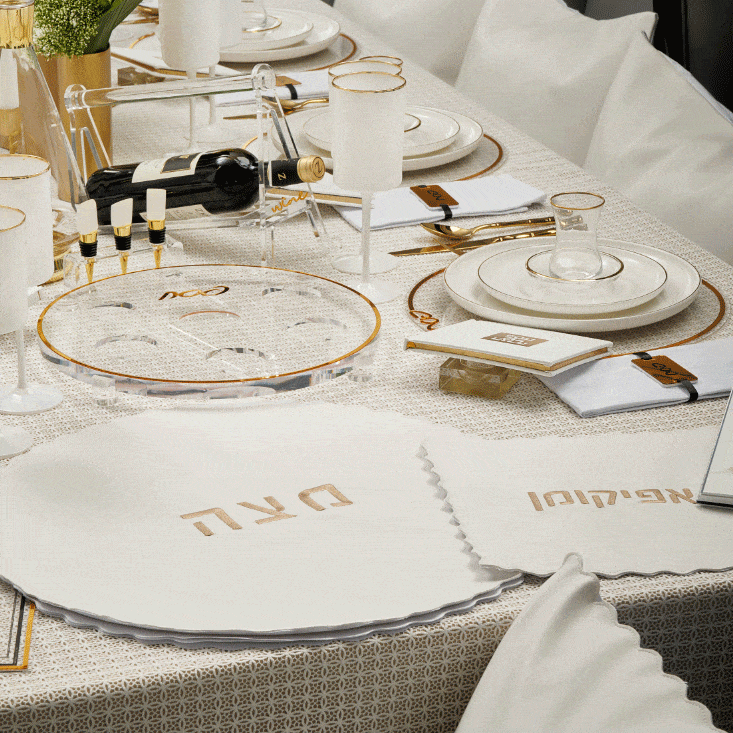 Classic Pesach Chargers — in use | Judaica Square Lakewood