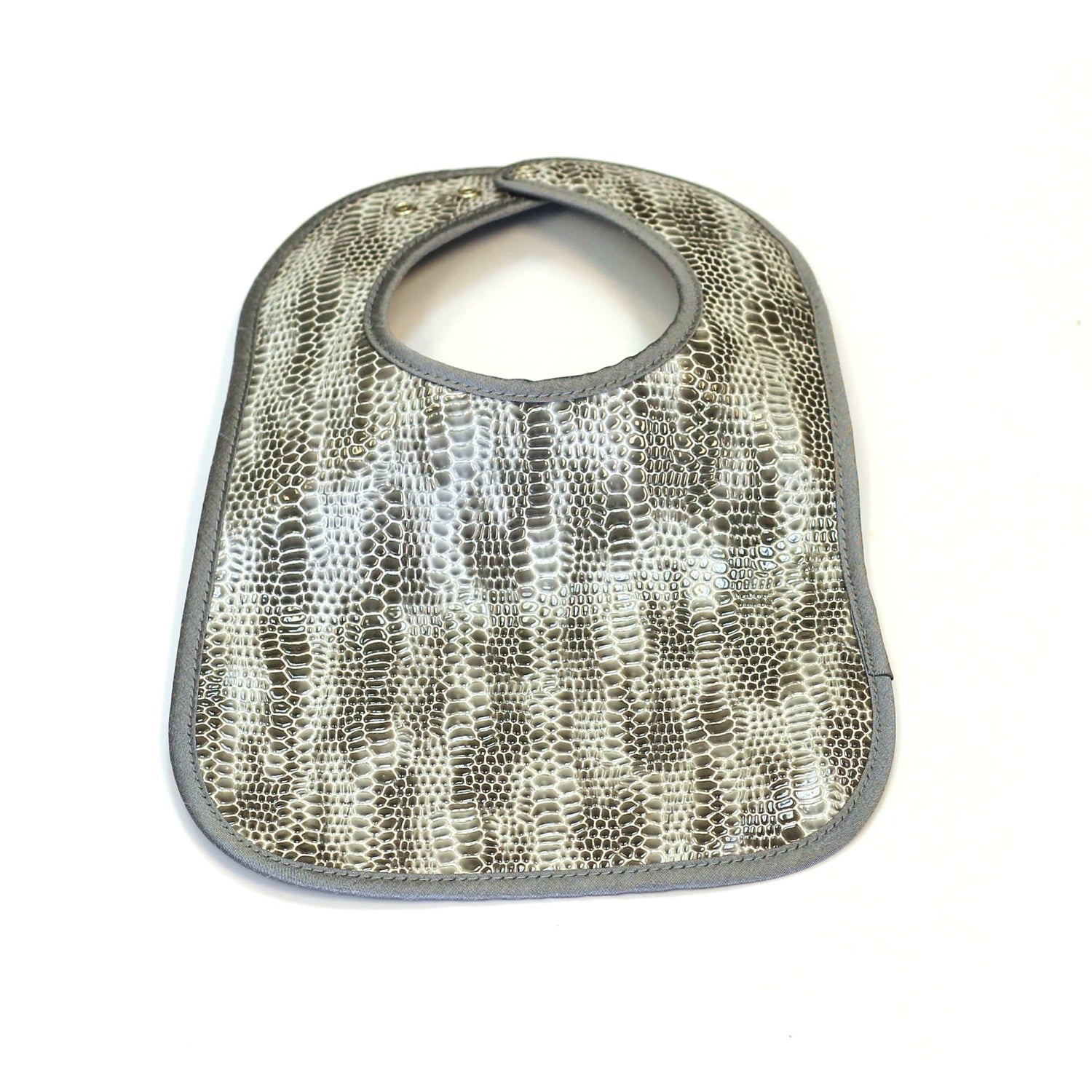 Crocodile Patent Leather Bib — Leather Baby Bib (view 3) | Judaica Square Lakewood