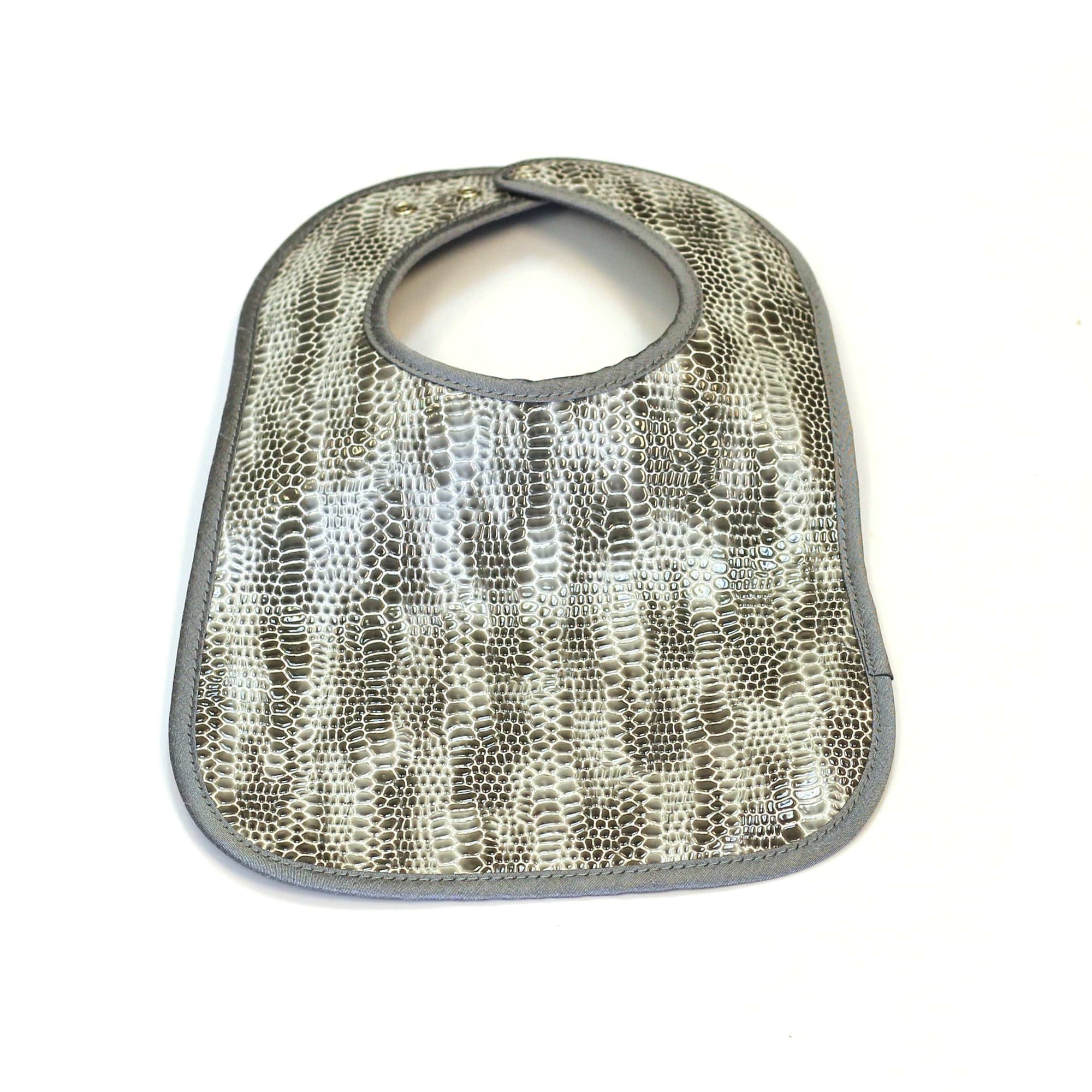 Crocodile Patent Leather Bib — Leather Baby Bib (view 3) | Judaica Square Lakewood