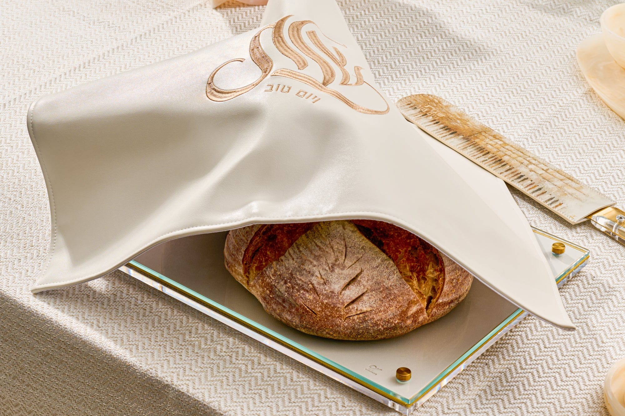 Embroidered Regal Challah Board — detail view | Judaica Square Lakewood