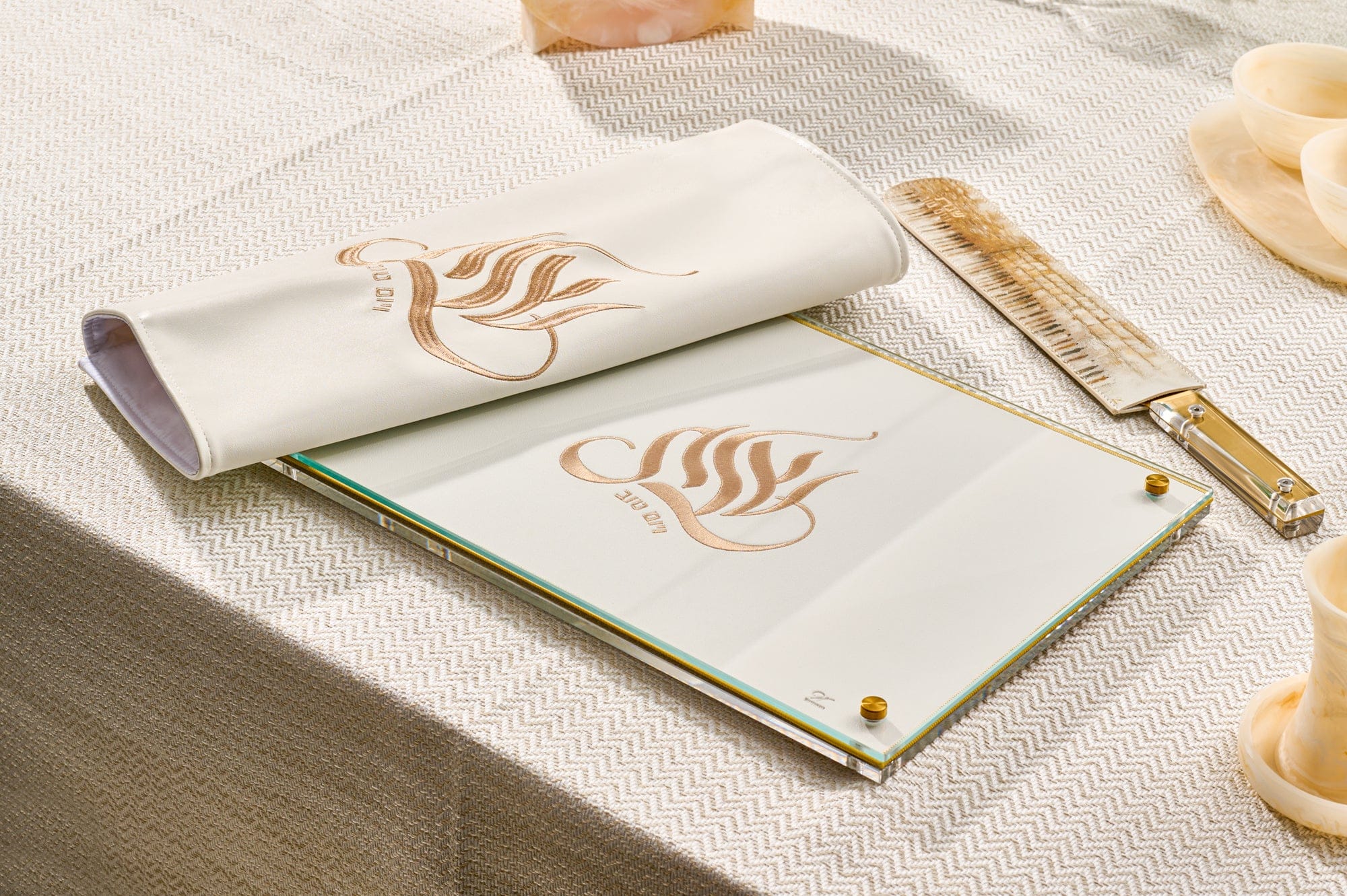 Embroidered Regal Challah Board — reverse view | Judaica Square Lakewood