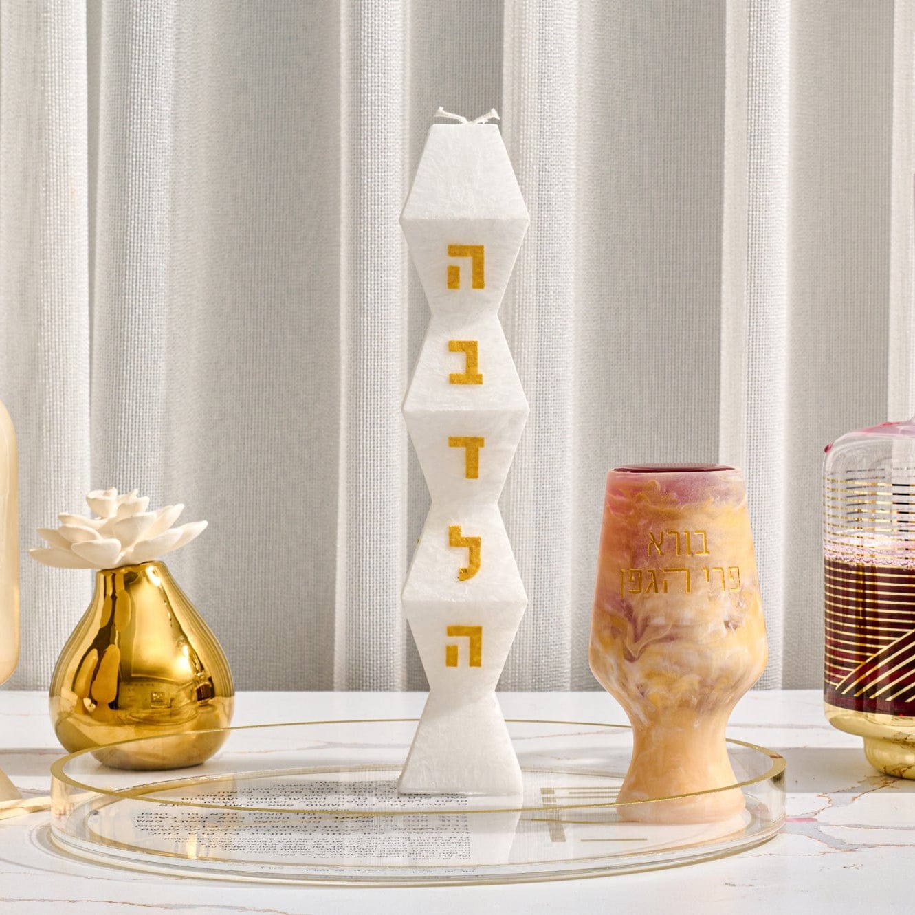 Facet Havdalah Candle — detail view | Judaica Square Lakewood
