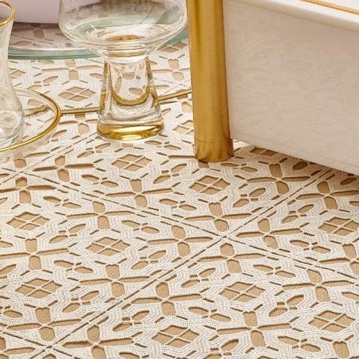 Filet Crochet Lace Tablecloth — detail view | Judaica Square Lakewood