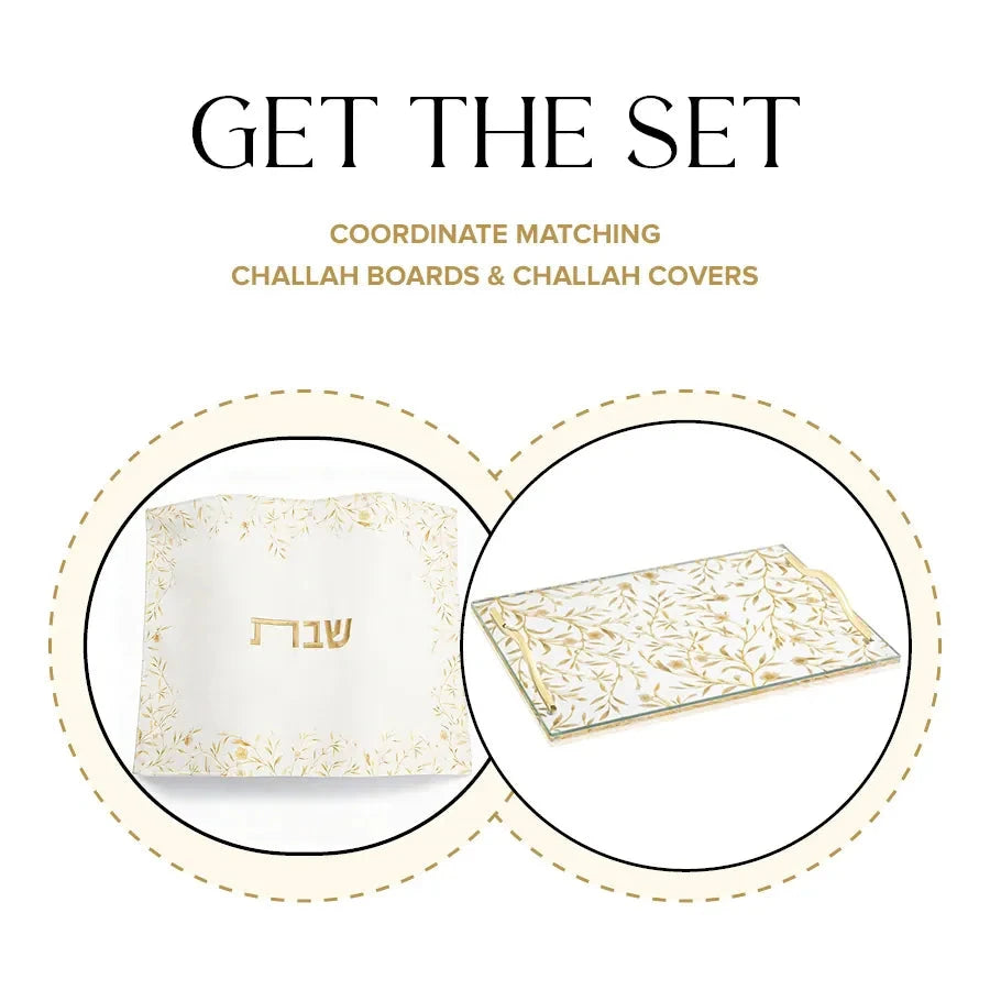 Floral Bird Challah Board & Cover Set — hero shot | Judaica Square Lakewood