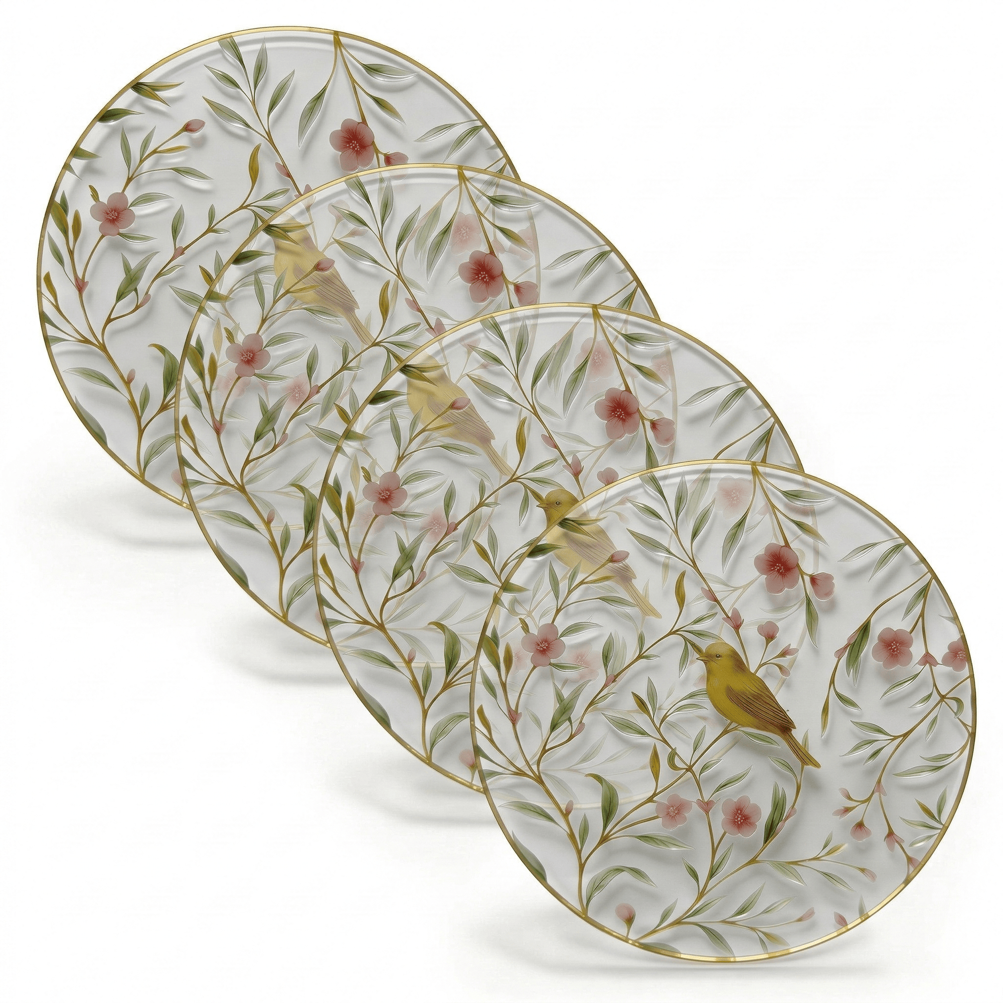 Floral Bird Chargers - Bird — reverse view | Judaica Square Lakewood
