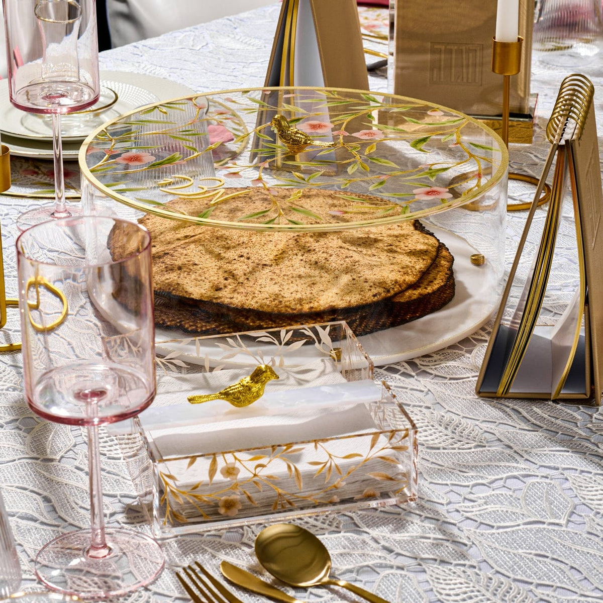 Floral Bird Matzah Box