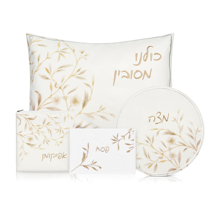 Floral Bird Pesach Set — leather | Judaica Square Lakewood