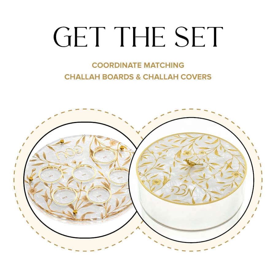 Floral Bird Seder Plate & Matzah Box Set — hero shot | Judaica Square Lakewood