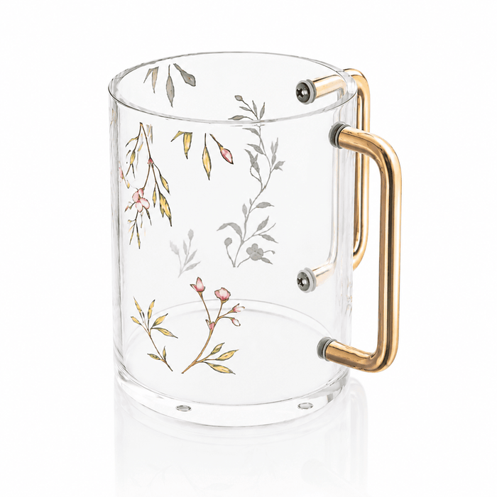 Floral Bird Washing Cup — lucite | Judaica Square Lakewood