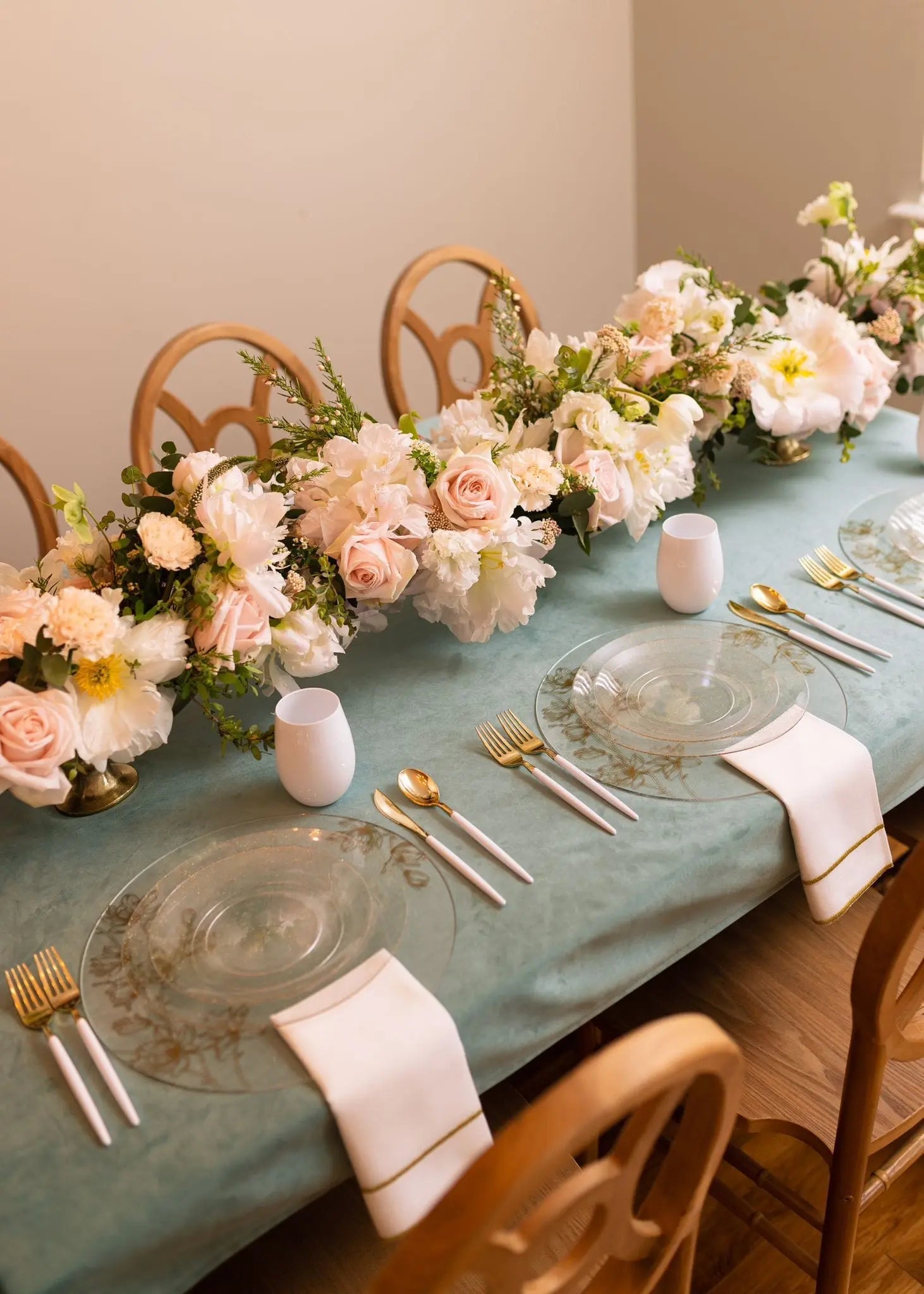 Floral Chargers — side detail | Judaica Square Lakewood