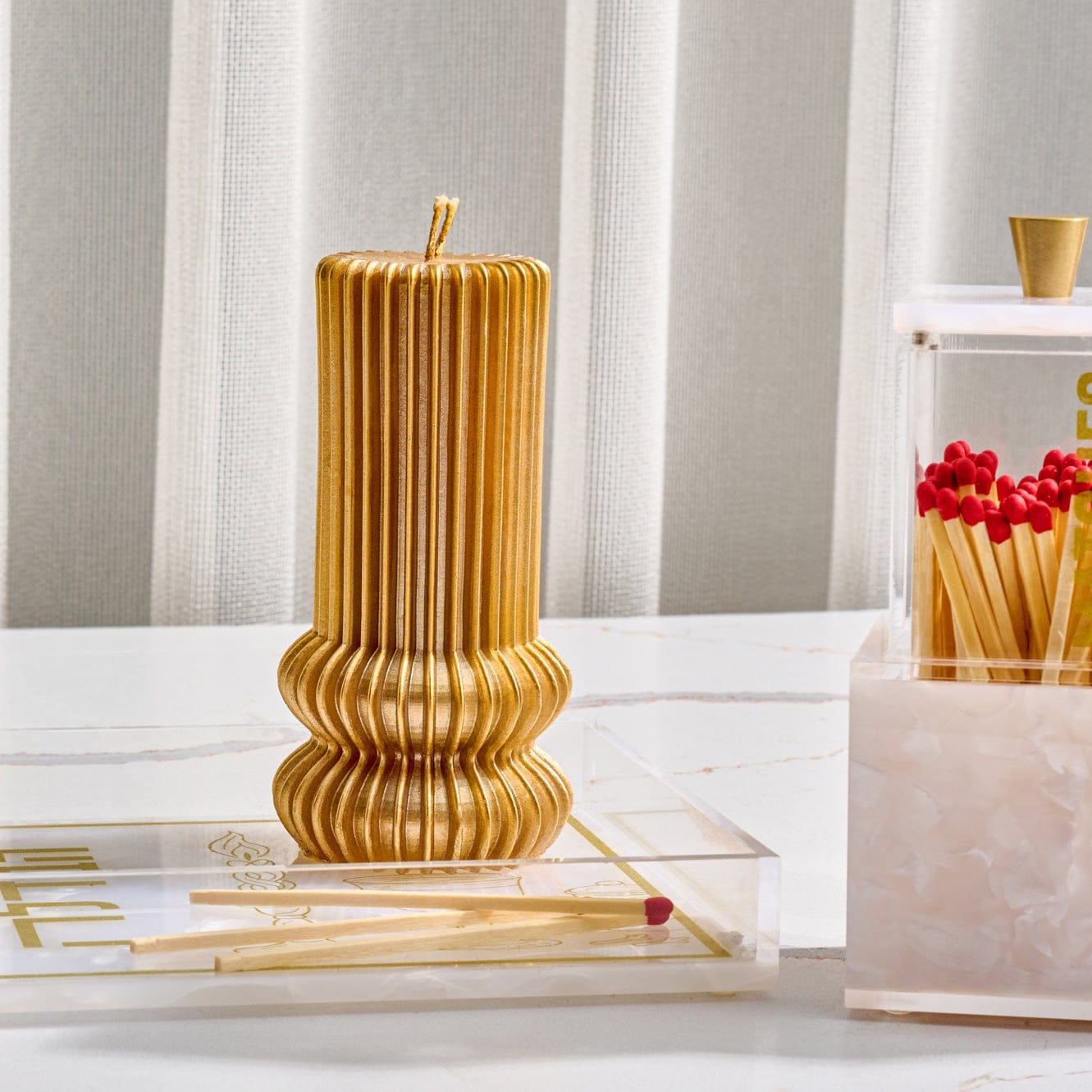 Fluted Havdalah Candle — detail view | Judaica Square Lakewood