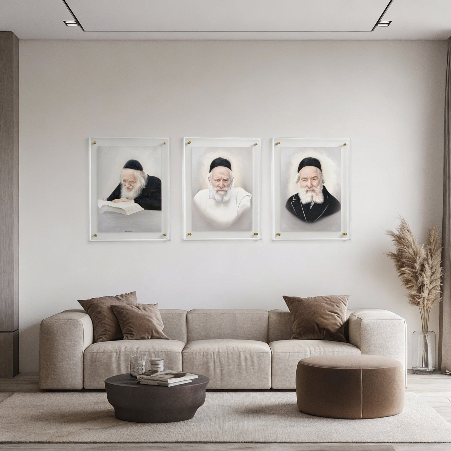 Frame Gedolim Art Rav Moshe Feinstein - Light — detail view | Judaica Square Lakewood