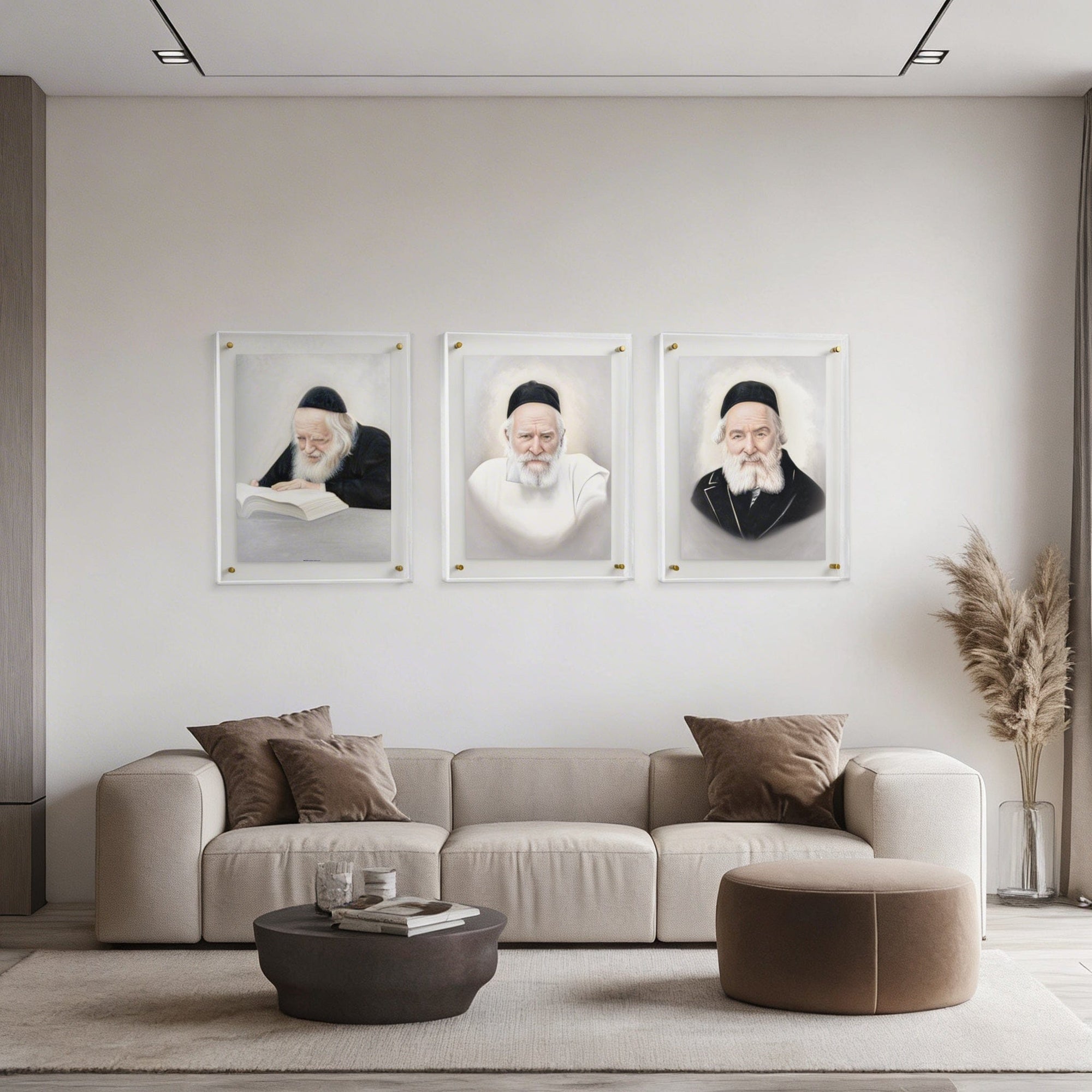 Frame Gedolim Art Rav Moshe Feinstein - Light — detail view | Judaica Square Lakewood