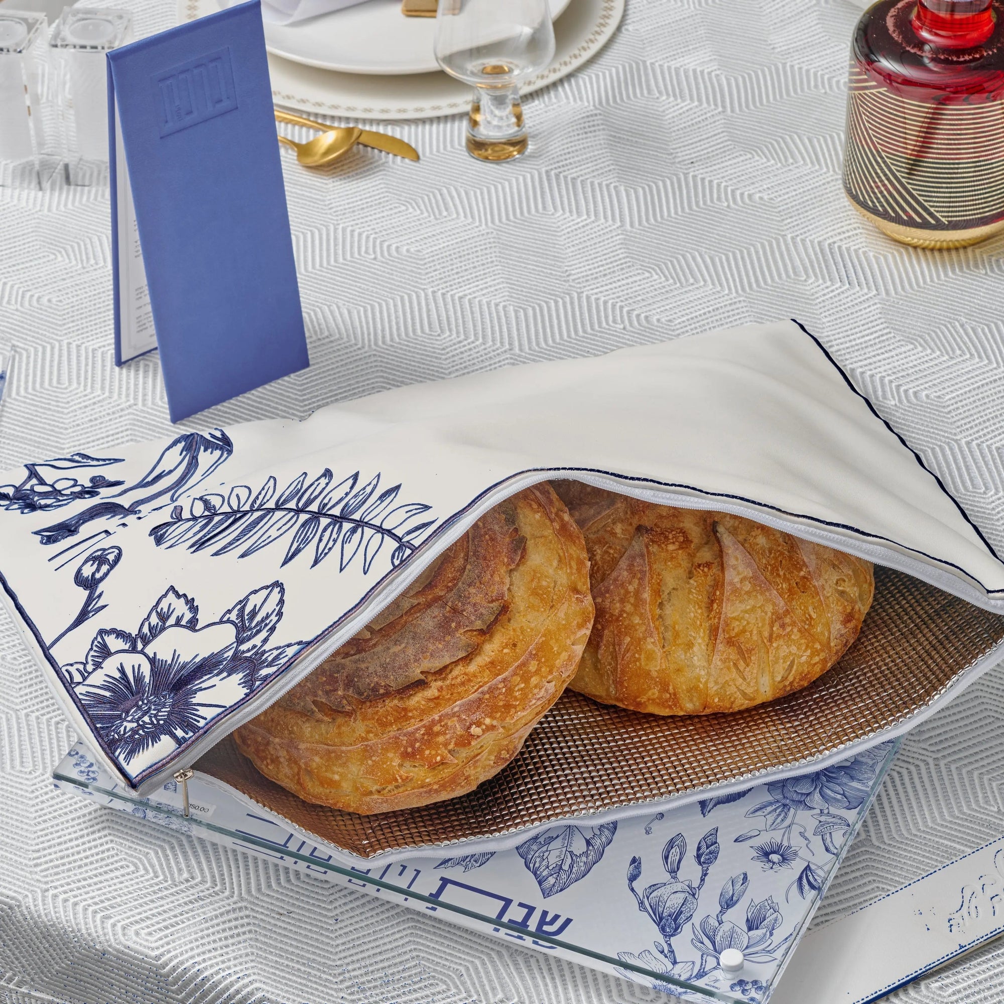 French Toile Challah Pouch Cover | Judaica Square Lakewood