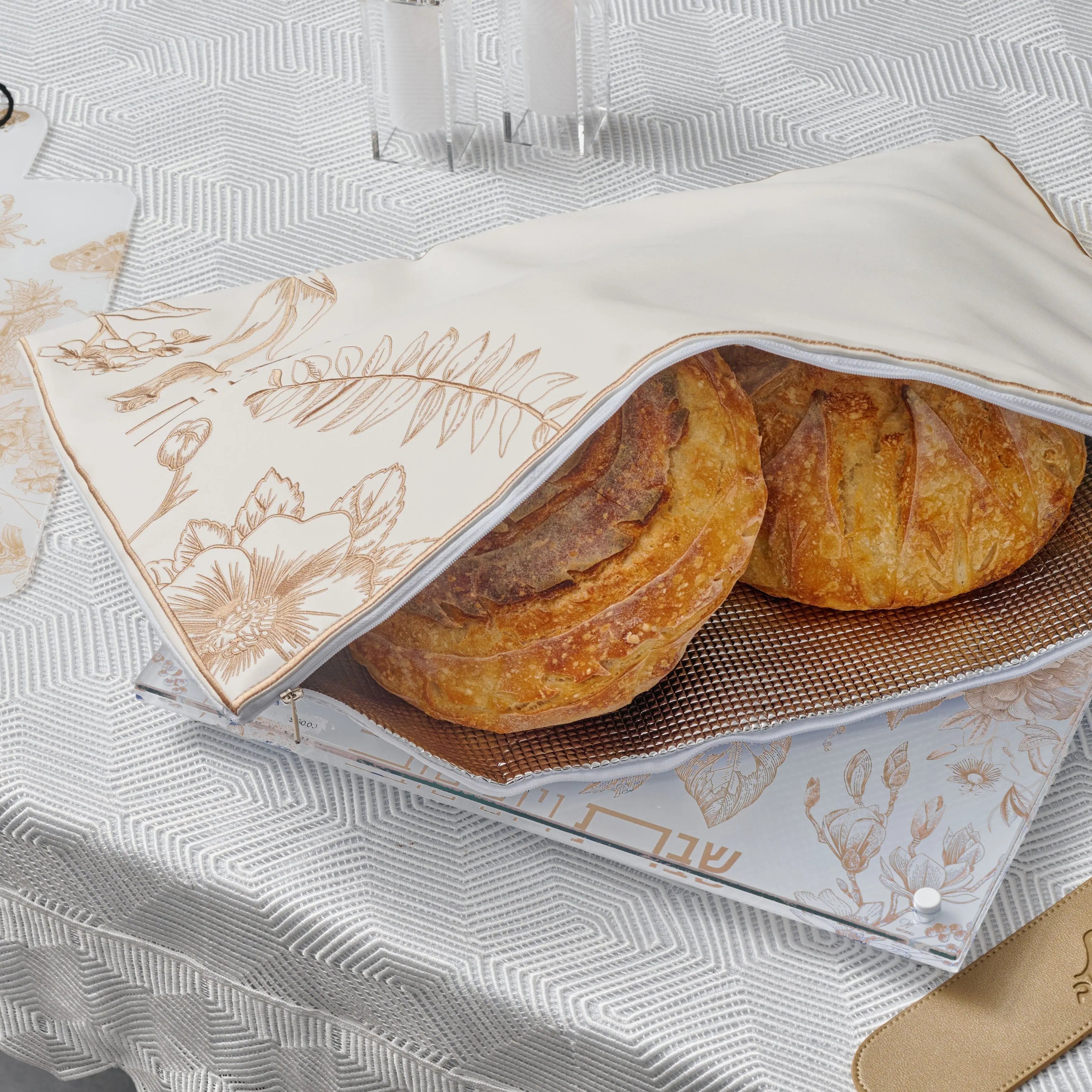 French Toile Challah Pouch Cover | Judaica Square Lakewood