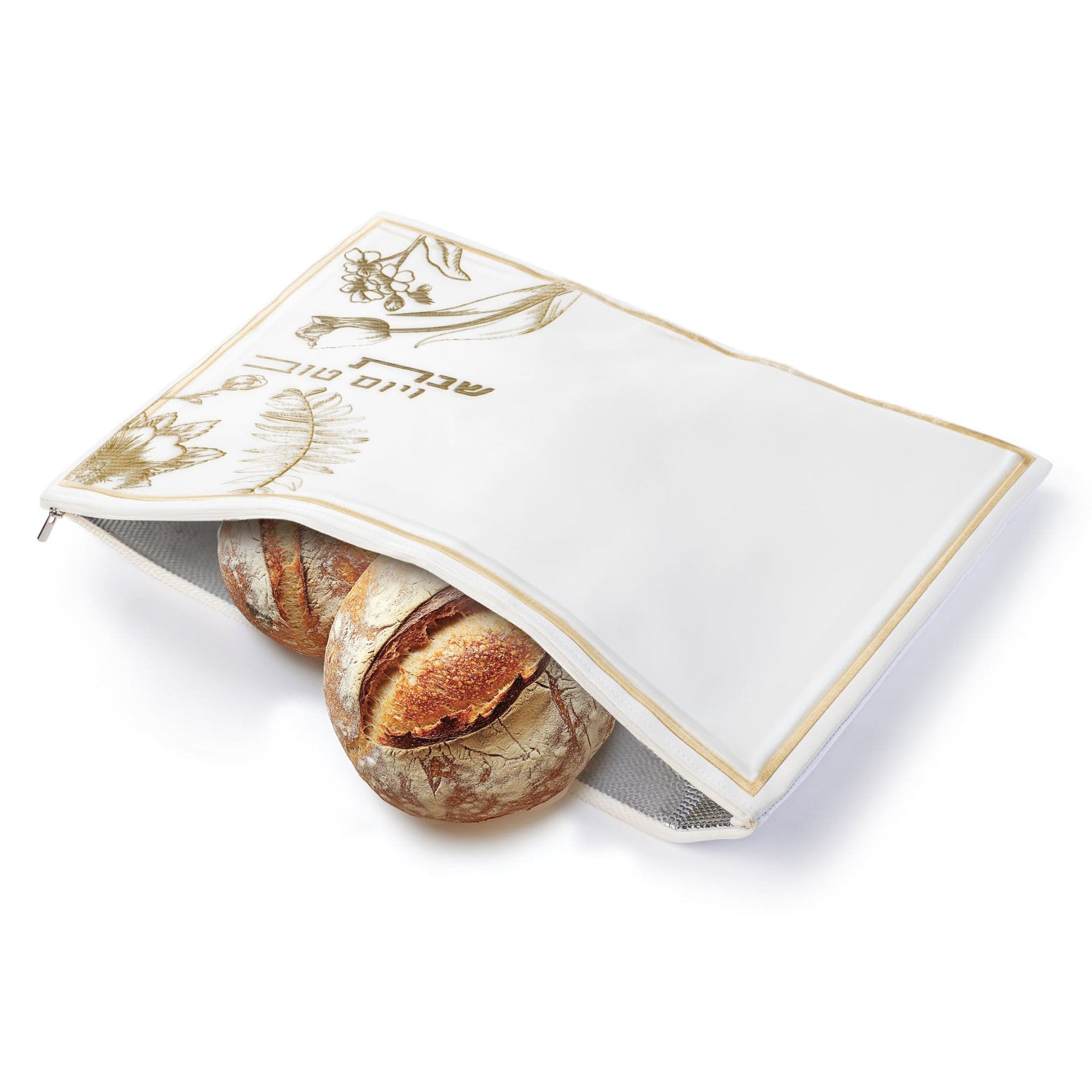 Gold French Toile Challah Pouch Set — reverse view | Judaica Square Lakewood