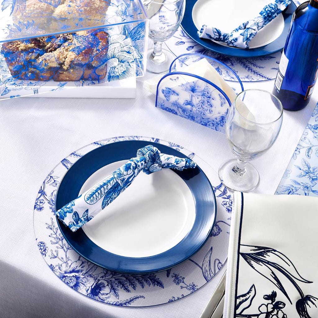 French Toile Chargers — detail view | Judaica Square Lakewood