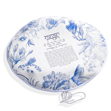 French Toile Hafrashas Challah Cover — leather
