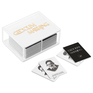Lucite Gedolim Matching Game — portrait cards and clear storage case