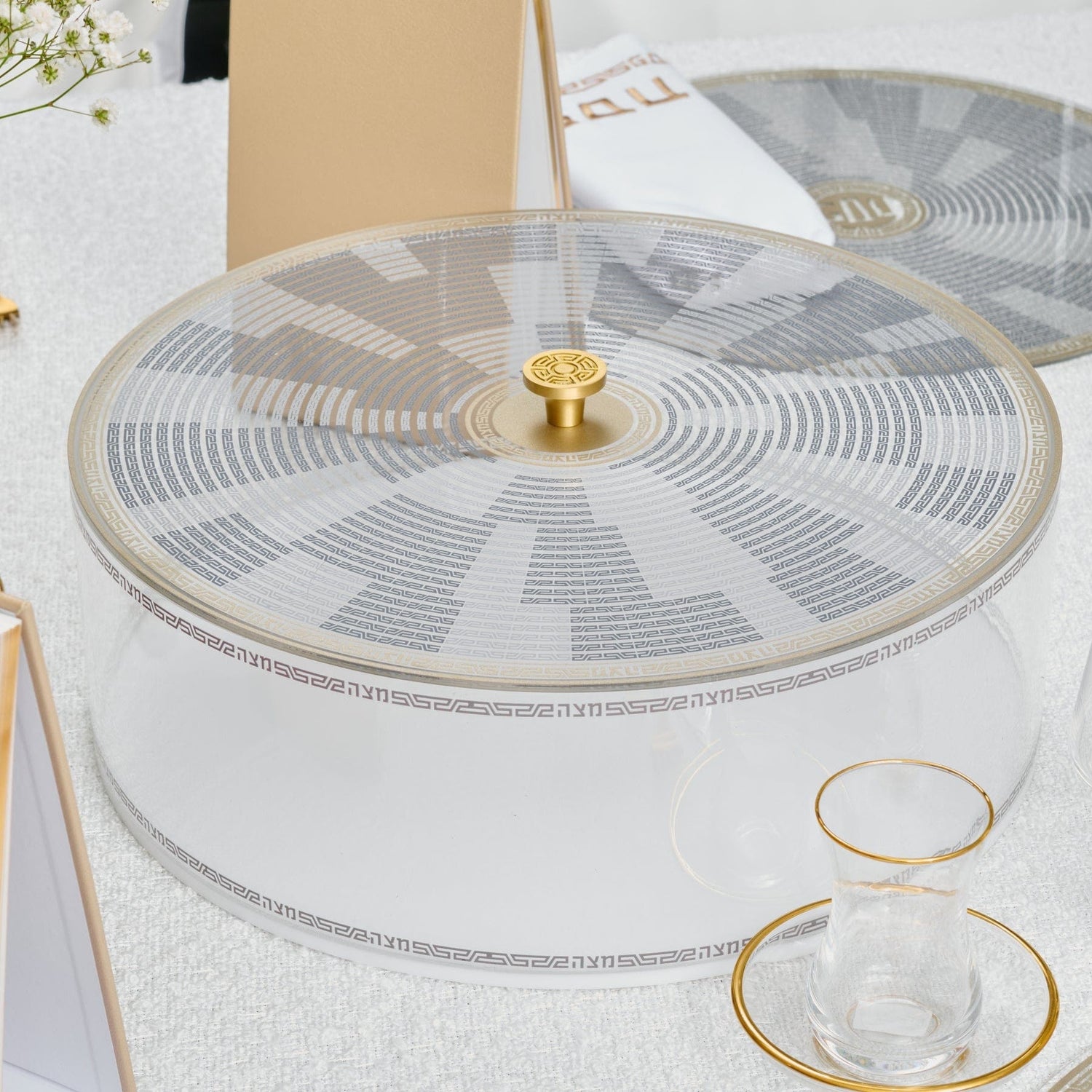 Geometric Matzah Box — detail view | Judaica Square Lakewood