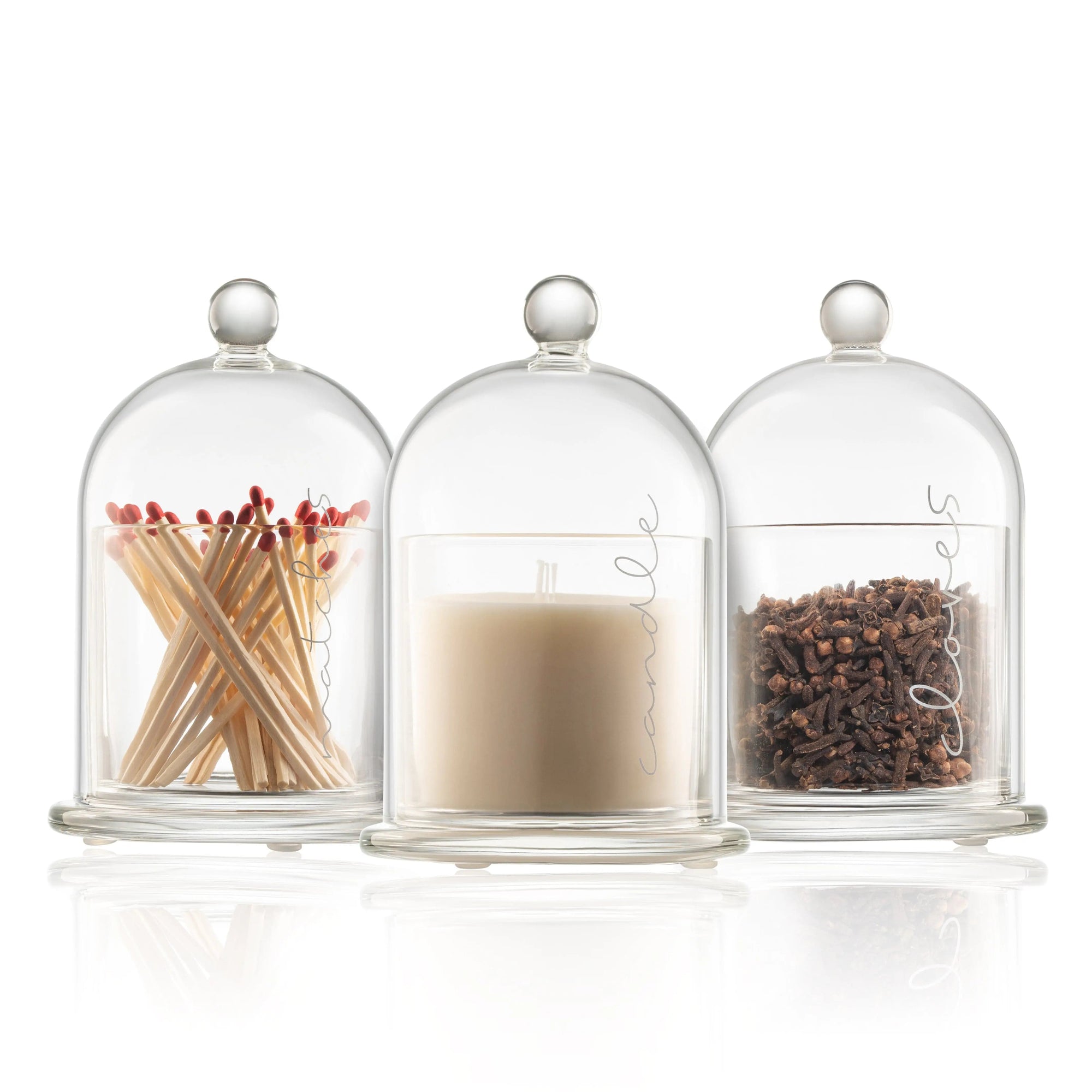Glass Cloche Havdalah Set — reverse view | Judaica Square Lakewood