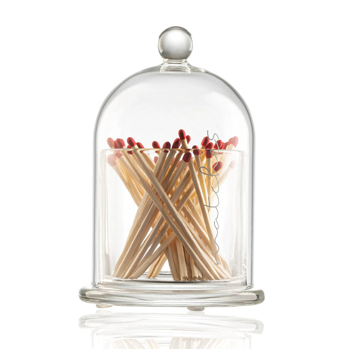 Glass Cloche Match Holder — Crystal Shabbos Shabbos Candle Tray (Waterdale Collection)