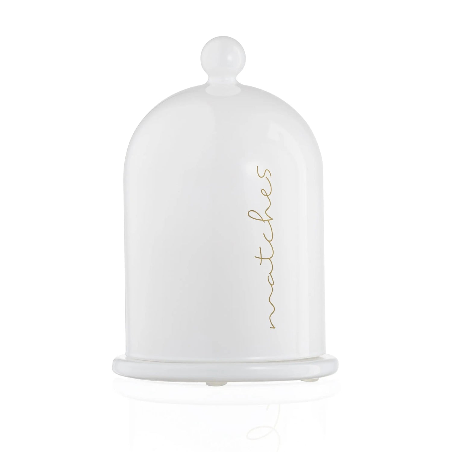 Glass Cloche Match Holder — reverse view | Judaica Square Lakewood