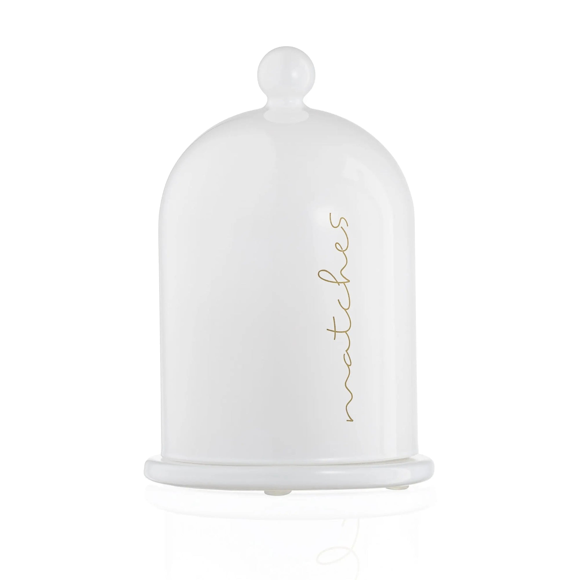 Glass Cloche Match Holder — reverse view | Judaica Square Lakewood