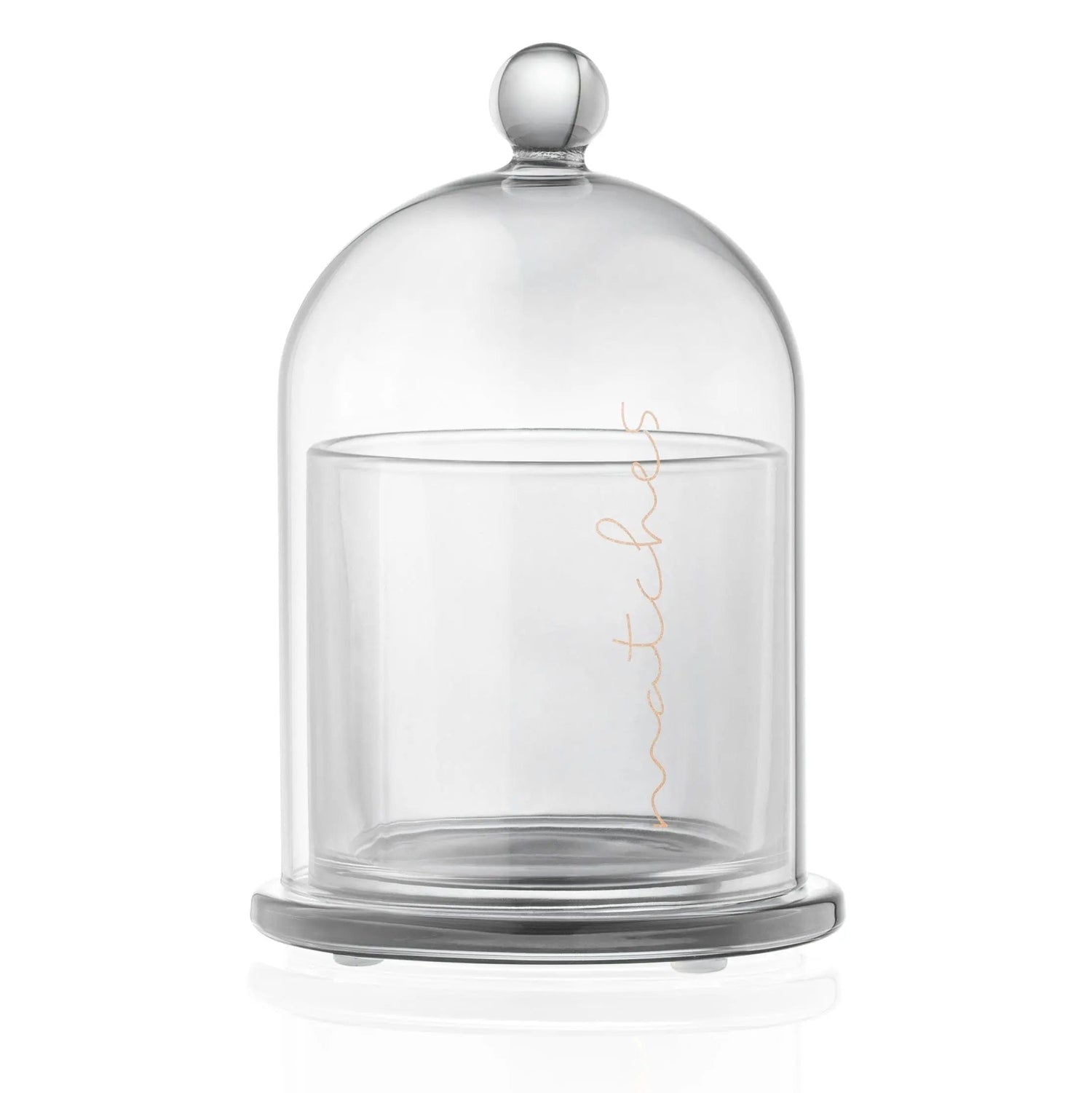 Glass Cloche Match Holder — styled in-room | Judaica Square Lakewood